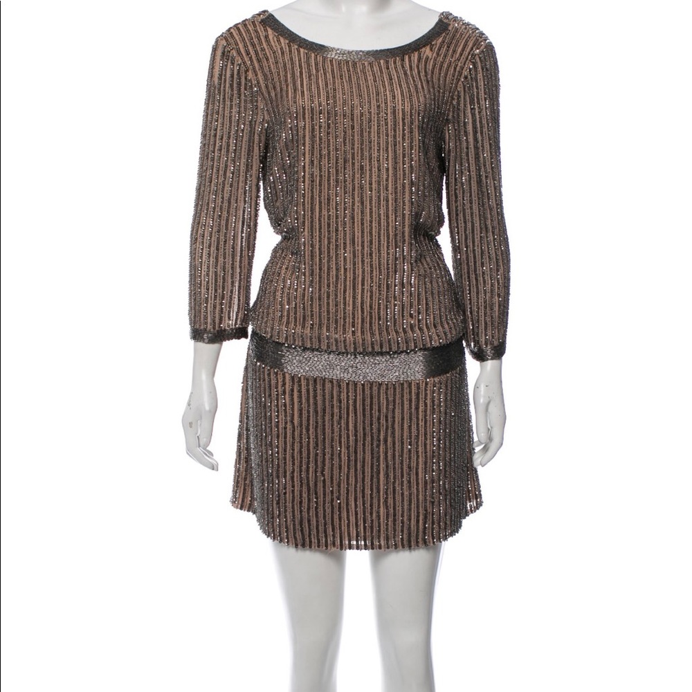 Parker silk beaded mini dress - size Small